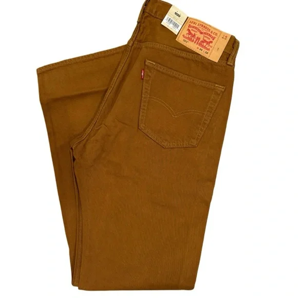 Levis 501 Jeans Original Button Fly Color Mustard Brown Size 36x32 or 33x32 🆕 - Picture 2 of 11